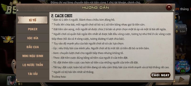 Một số thuật ngữ tại game bài xì tố