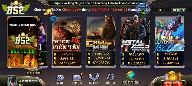 Quy trình tham gia chơi slot game tại cổng B52
